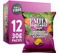 EMILY Veg Crisps Rainbow Roots | All Natural Vegetable Crisps | No Added Sugar, High Fibre | Gluten-Free, Vegan Friendly | Perfect for Snacking & Parties | 12 x 30g Packets