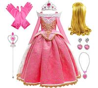 Emin Girls Aurora Princess Costume with Accessories and Wig Kids Sleeping Beauty Dress Party Fancy Dress Birthday Christmas Halloween Carnival Cosplay Dress up