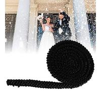 Eminchu 1 Yard Pearl Ribbon, Embroidered Sewing Trim Tape, DIY HandMade Clothes Strip Webbing with Beaded Decorative Edge, Ideal for Wedding Dress, Bridal Gown, Lingerie & Veil (1cm black oblique