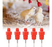 Eminchu 100PCS Red Stainless Steel + Plastic Chicken Water Nipple Drinker Automatic for Poultry Hen Duck Goose
