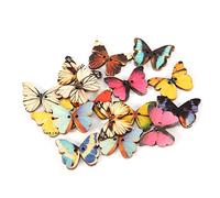 Eminchu 100pcs Shaped Wooden Buttons for DIY Crafts and Sewing Projects, Eco-Friendly Material, Mixed Colors, 0.8 X 1.1in (21 * 27MM)