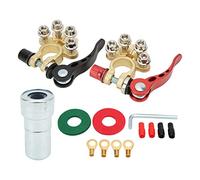 Eminchu 2pcs 4 Way Battery Terminal Connectors, Durable Brass Construction, Stabilizes Current for Automotive Use, Fits SAE JIS Type A Posts