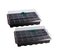 Eminchu 3 Pack Seed Tray, Plastic Nursery Pot, Planting Kit with Transparent Cover, Ideal for Garden Seed Starting & Plant Growing (Black)