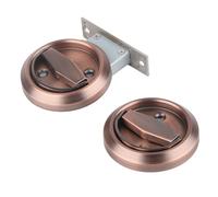Eminchu 304 Stainless Steel Round DoubleSided Lock for Bathroom Access Door Red Bronze Silver 2 Ring Handles Locker for Wooden Steel Doors (Red Bronze (with Lock))