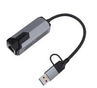 Eminchu 5Gbps USB C to Ethernet Adapter, 5000Mbps 2 in 1 USB A Type C to RJ45 Network Converter, Aluminum Case, Compatible with Wins 10, OS .6-11.x, Kernel 5.x or Higher,