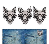 Eminchu 6pcs Wolf Patch, Iron On Applique for Clothes Repair, Lovely Wolf Cub Design Fabric Sticker, Ideal for T Shirt, Scarf, Bag & Hat (gray head)