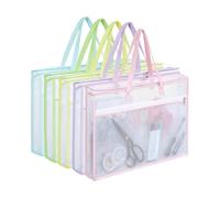 Eminchu A3 Size 5pcs Needlepoint Project Bags for Embroidery Knitting Sewing Craft Enthusiasts,Spacious Compartment Sorts Fabrics Tools Patterns,Transparent Mesh PVC,Sturdy Handles (45x33x7cm)