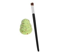 Eminchu Angled Nose Contour Brush Sponge Set, Green Sequin Christmas Tree Shape Blending Sponge Kit, Hydrophilic Polyurethane Fiber Cosmetic Tools, Ideal for Makeup Lovers