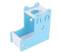 Eminchu Automatic Blue Pet Feeder and Water Dispenser for Hamsters and Rats, Eco-Friendly Wood Plastic Board Material, 2 in 1 Pet Fountain for Small Pets, 5.12x5.12x2.76", Bright and Stylish Design
