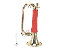Eminchu Brass Bugle, Gold Plated Cavalry Trumpet with Red Braided Handle & Storage Bag, Ideal for Summer Camp & School Band