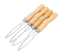 Eminchu Button Hook Assist Tool for Arthritis Relief - 4 Pcs Wooden Handle Buttoning Aids for Elderly - Semi Flexible Stainless Steel