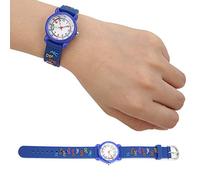 Eminchu Cartoon Children Watch Cute Letter Pattern Wristwatch Time Recognition Tool for Kids Pink (Alphabet Plastic Shell Blue)