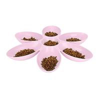 Eminchu Cat Food Bowl with 6 Grids for Organized Feeding Time - Flower Petals Shaped Plastic Bowl for Cats, 16.3in, Durable and Odor-Free (Pink)