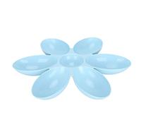 Eminchu Cat Food Bowl with 6 Grids for Organized Feeding Time - Flower Petals Shaped Plastic Bowl for Cats, 16.3in, Durable and Odor-Free (Blue)