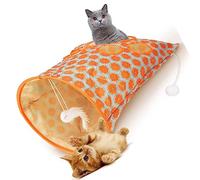 Eminchu Cat Tunnel Bag Interactive Crinkle Sounds 5 Holes for Cats Kittens Portable Polyester (Orange)