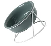 Eminchu Ceramic Pet Food Bowl Stylish Elevated Design for Cats and Dogs 300ml Multi-purpose Ceramic Bowl for Modern Homes (Dark Green)