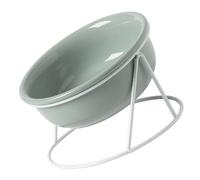 Eminchu Ceramic Pet Food Bowl Stylish Elevated Design for Cats and Dogs 300ml Multi-purpose Ceramic Bowl for Modern Homes (Light Green)