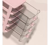 Eminchu Desk Storage Box Durable Multi Tier Plastic Organizer for Office Supplies Large Capacity for Book Pen Office (Pink, 3 Tier(13.4x17x16cm))