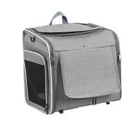 Eminchu Dog Bike Basket, Foldable Soft Sided Pet Carrier Backpack, Arrow Storage Case Expandable Bike Handlebar Basket with 4 Mesh Window & 4 Open Doors, Ideal for Small Medium Cats & Dogs (Gray)