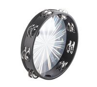 Eminchu Double Row Tambourine with Clear Sound and Shiny Design for Parties and Weddings - 10in, 16 Pairs Jingles, Safe Material (Flower)