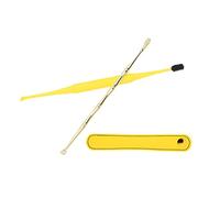 Eminchu Ear Cleaner Set with Soft Brush and Spring Spoon for Effective Earwax Removal At Home, 2pcs Durable Metal Tools (Yellow)