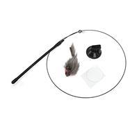 Eminchu Funny Cat Feather Stick with Suction Cup, Durable Interactive Wand Toy, Handheld and Teaser for Cats, Exercise, Steel Wire (squirrel)