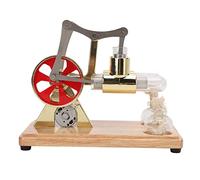 Eminchu Golden Two Cylinder Stirling Engine Model, Scientific Physical Models, Glass Tube Educational Toy with Alcohol Lamp, Ideal for Classroom Demonstration & Birthday Gift