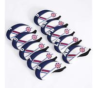 Eminchu Golf Iron Head Covers, 10pcs Set Neoprene Club Covers with Numbers for Identification, British Flag Design for All Irons 4 5 6 7 8 9 AW SW PW LW Golf Clubs (Navy Blue)