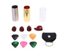 Eminchu Guitar Slide Pick Set, 60mm Glass Brass Stainless Steel Slides, 4 Finger Picks & 6 Guitar Picks with Slide Holder & Storage Bag, Ideal for Bass, Banjo, Ukulele & String