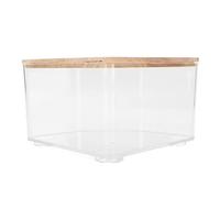Eminchu Hamster Sand Bath Box, Transparent PS Material Sand Bath, Right Angle Fan Shape Box with Short Leg Stand, Proof for Small Animals