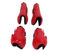 Eminchu Horse Tendon Boots Set Soft Breathable Anti Slip Adjustable PU Shell Protection for Jumping 4 Pcs (1 Set Red XL)
