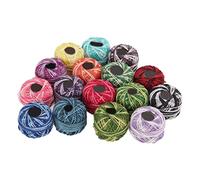 Eminchu Lace Thread Set for Crafts - Colorful Soft Polyester Yarn for Knitting and Crochet - 16 Mini Balls for Beginners and Experienced Crafters