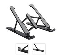 Eminchu Laptop Stand Adjustable Ergonomic 6-Level Cooling Bracket for Home Office Desk - ABS + Aluminum Alloy, Foldable, 1 Unit (Black)