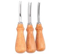 Eminchu Leather Edger Professional Trimming Kit with Comfortable Wooden Handle for Leather Cutting, 3pcs Craft Trimmer for Handbags, Wallets, Belts
