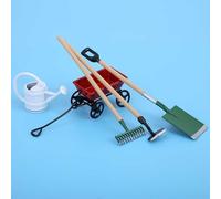 Eminchu Miniature Exquisite 1/12 Doll House Farming Tools Model for Garden Decor Accessories, Eco-friendly Iron and Wood Material