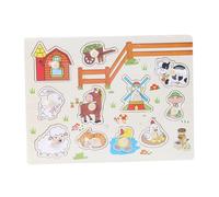 Eminchu Number/Animal/Fruit Wooden Jigsaw Puzzle with Hand Grip, Bright Colors and Round Knobs, Exercise Spatial Thinking and Imagination, Suitable for Children's Cognitive Development (A3006(animal))