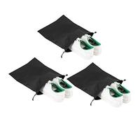 Eminchu Nylon Drawstring Bag for Shoes Clothes Storage Organizer, Pack of 3, 10.6x13.4in, General Packaging for Outdoor Camping, Hiking (Black)