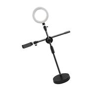 Eminchu Phone Holder Stand, Adjustable Multifunction Cell Phone Holder for Photography Salon, Stable ABS Material, Portable and Versatile (Weighted Ring Light)