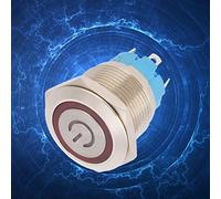 Eminchu Push Button Switch 4-Pin Stainless Steel Flat Head with Light for Easy Installation 19mm, 2 Pcs, IP65 Rated (Red)