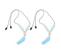 Eminchu Sensory Chew Necklace Set, Soft Silicone Chewy Necklaces, Beech Wood Chewing Necklace, Ideal for Autism, ADHD & Anxiety Relief, 2 Pack (Blue)
