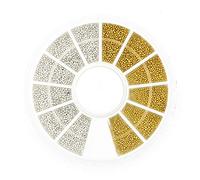 Eminchu Silver Gold Beads Pearls Mixed Manicure DIY Nail Art Decorations Disc, Professional Quality Glitter Decorations for Artists and Beginners, Durable Plastic