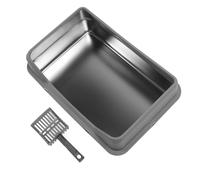 Eminchu Stainless Steel Cat Litter Box with Lid High Sided Easy to Clean for Large Cats 60x40x10cm (Dark Gray)