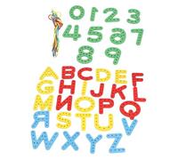 Eminchu Stringing Alphabet Plaything, Wooden Lacing Letters, Threading Game with Puzzle Design, Ideal for Early Years, Boys & Girls