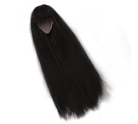 Eminchu Synthetic Doll Long Wig with Bangs High Temperature Resistant and Soft Texture for 1/4 Dolls 18.5-21cm (Black)