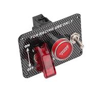 Eminchu Universal Ignition Switch Panel Carbon Fiber Style Engine Start Push Button for Car Aluminium Alloy 12V Easy Installation