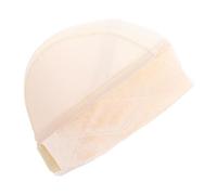 Eminchu Velvet Wig Grip Cap Extra Wide Adjustable Non Slip Band for Thinning Hair Breathable Mesh Cap 1 Unit (Beige)