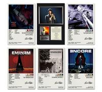 Eminem Poster (Set of 6) Rapper Album Cover Signed Limited Edition Posters Canvas Music Posters for Bedroom Wall Art Decor Posters & Prints 08x12inch(20x30cm) Style-6