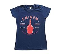 Eminem T Shirt Detroit Finger Logo Official Womens Skinny Fit Navy Blue XL