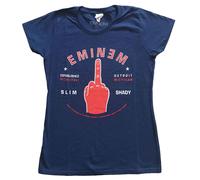 Eminem T Shirt Detroit Finger Logo Official Womens Skinny Fit Navy Blue XS