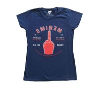 Eminem Women's Detroit Finger Skinny Fit T-Shirt in Navy | Size: Small Eminem Navy S